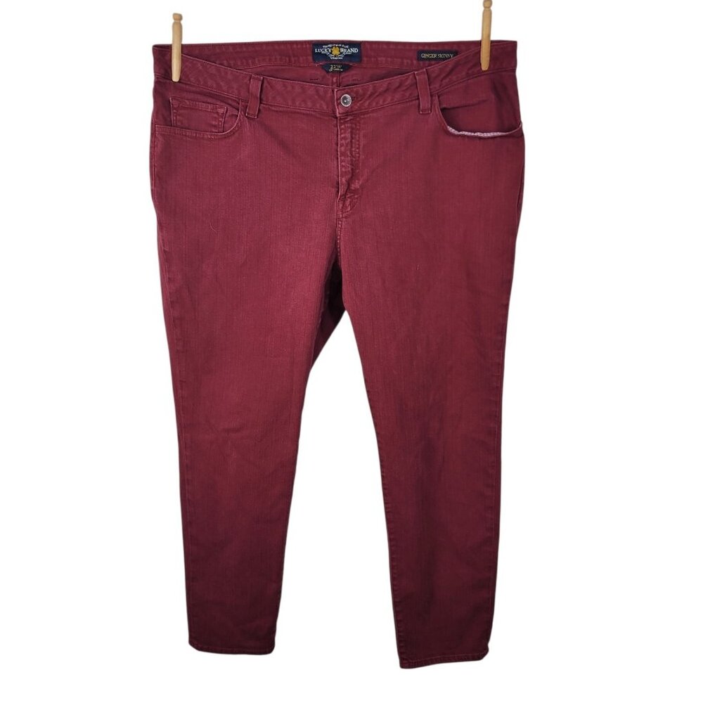 Lucky Brand Jeans Ginger Skinny Plus Size 22W Stretch Denim Mid Rise Classic Red